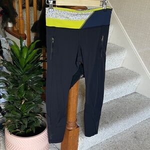 Lululemon Black and Yellow Colorblock Leggings